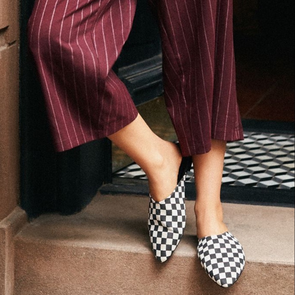 UO Checkered Pointy-Toe Mule